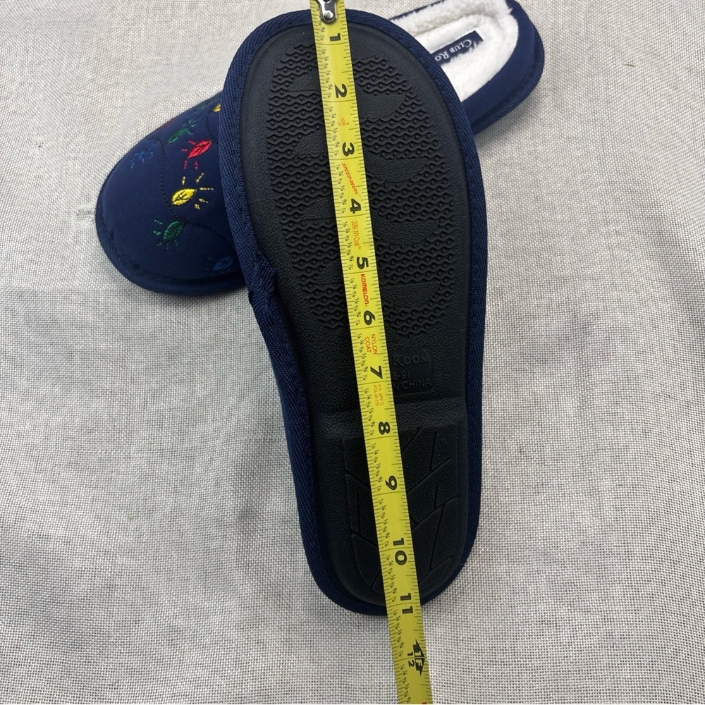 Club Room Men's Holiday Lights Slippers Slip On Blue Multi Medium 8-9 - Picture 4 of 5